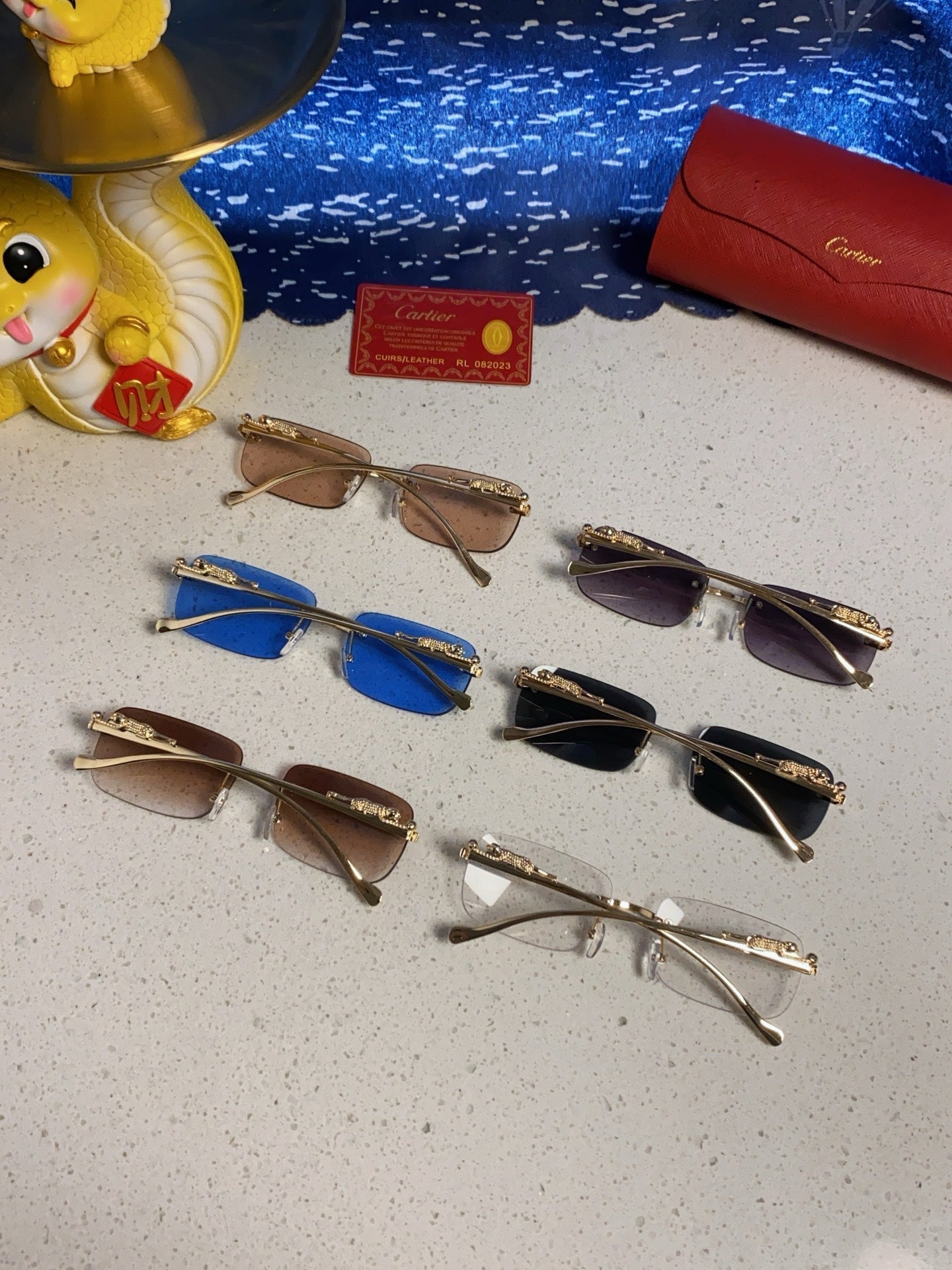 PANTHÈRE RECTANGULAR FRAME SUNGLASSES 567503 IN METAL