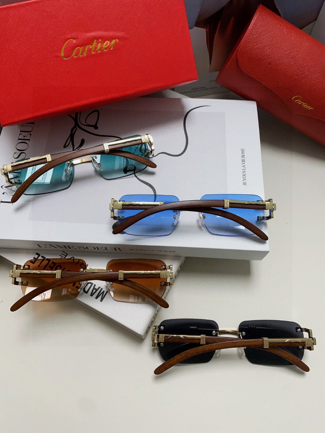 CRYSTAL STUDDED C DE RECTANGULAR FRAME SUNGLASSES 533159 IN METAL