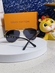 PILOT SUNGLASSES 571635 IN GOLD METAL BLACK LENSES MONOGRAM LOGO