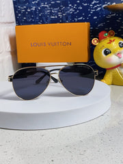 PILOT SUNGLASSES 571635 IN GOLD METAL BLACK LENSES MONOGRAM LOGO