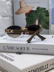 TRIOMPHE SUNGLASSES 573246 IN TAUPE BROWN METAL GRADIENT SMOKE LENSES