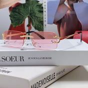 C DE RECTANGULAR RIMLESS FRAME SUNGLASSES  575769 IN METAL