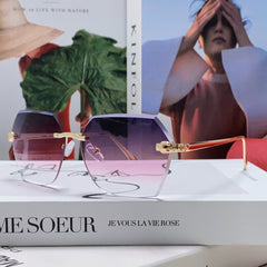 PANTHÈRE RIMLESS GEOMETRIC FRAME SUNGLASSES  539743 IN METAL