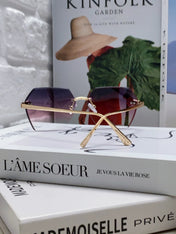 PANTHÈRE RIMLESS GEOMETRIC FRAME SUNGLASSES  539743 IN METAL