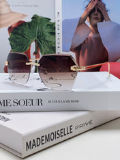 PANTHÈRE RIMLESS GEOMETRIC FRAME SUNGLASSES  539743 IN METAL