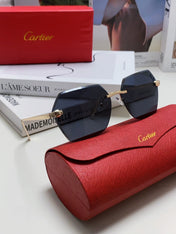 PANTHÈRE RIMLESS GEOMETRIC FRAME SUNGLASSES  539743 IN METAL