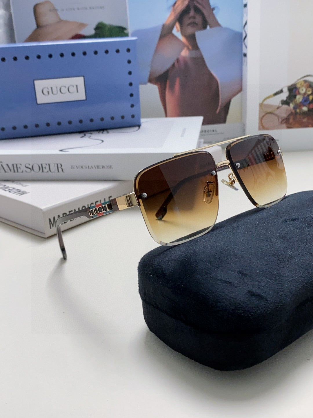 RECTANGULAR FRAME SUNGLASSES 576873 IN METAL