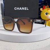 SQUARE SUNGLASSES 641810 IN BROWN ACETATE GOLD CHAIN