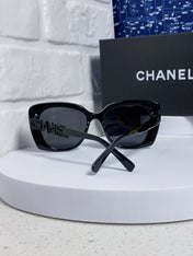 BUTTERFLY SUNGLASSES 641817 IN ACETATE BLACK METAL LOGO