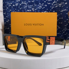 RECTANGLE SUNGLASSES 575848 IN BLACK ACETATE ORANGE METAL YELLOW LENS