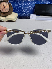 SQUARE SUNGLASSES 632031 IN WHITE ACETATE GOLD METAL