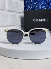 SQUARE SUNGLASSES 632031 IN WHITE ACETATE GOLD METAL