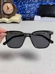 SQUARE SUNGLASSES 632032 IN BLACK ACETATE SILVER METAL