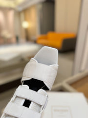 BALMAIN 25S UMA SANDALS 105MM IN WHITE VELCRO AND MESH