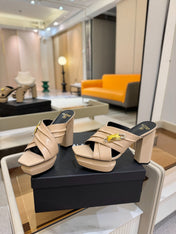 BALMAIN 25S WEDGE HEEL SANDALS 100MM IN NUDE CALFSKIN