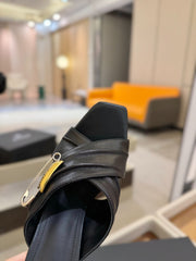 BALMAIN 25S WEDGE HEEL SANDALS 100MM IN BLACK CALFSKIN