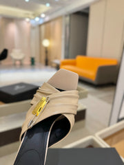 BALMAIN 25S HIGH HEEL SANDALS 95MM IN BEIGE CALFSKIN