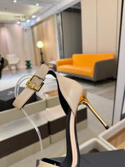 BALMAIN 25S HIGH HEELS 95MM IN BEIGE CALFSKIN