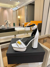 BALMAIN 25S WEDGE HEELS 100MM IN WHITE CALFSKIN