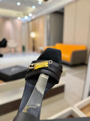 BALMAIN 25S WEDGE HEELS 100MM IN BLACK CALFSKIN