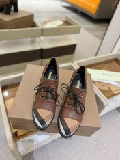 BURBERRY 26S LACE-UP HIGH HEELS 95 MM IN DARK BROWN CALFSKIN