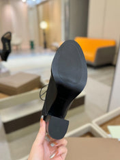 BURBERRY 26S LACE-UP HIGH HEELS 95 MM IN BLACK CALFSKIN