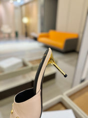 BALMAIN 26S HEELED SANDALS 70 MM IN BEIGE CALFSKIN