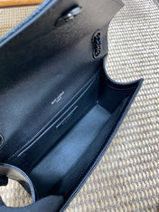 ENVELOPE CHAIN BAG 24 IN BLACK CALFSKIN