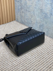 LOULOU SHOULDER BAG 32 IN BLACK QUILTED LAMBSKIN BLACK HARDWARE