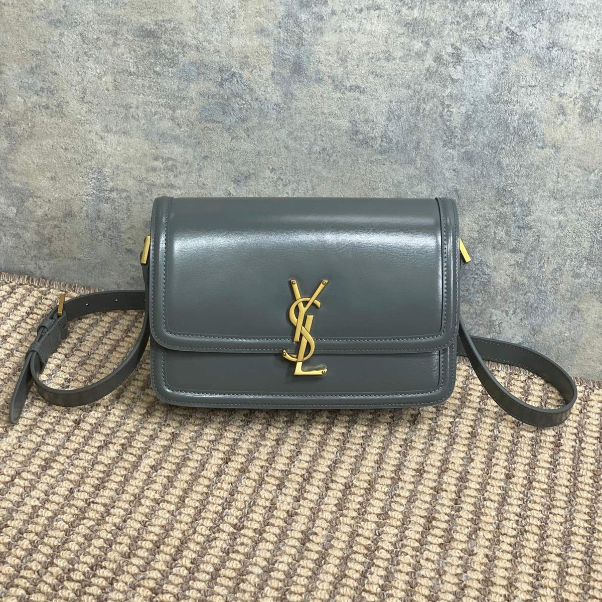 SOLFERINO SMALL SATCHEL 23 IN DARK GREY CALFSKIN GOLD HARDWARE