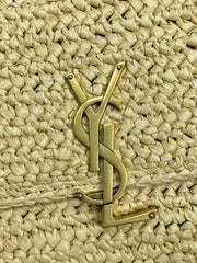 SOLFERINO MEDIUM CROSSBODY BAG 23 IN BEIGE MIX BROWN RAFFIA