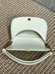 VOLTAIRE TOP HANDLE IN BOX 21 IN WHITE CALFSKIN GOLD HARDWARE