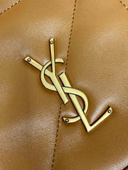 DRAWSTRING CHAIN STRAP SHOULDER BAG 39 IN TORTILLA BROWN QUILTED CALFSKIN