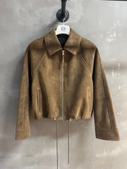 Loewe 2025 Leather Jacket Khaki Brown Cashmere