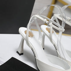 AIMÉE SLINGBACK PUMPS IN WHITE GLOSSY LAMBSKIN