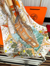 HERMES 26S PRINTED SQUARE SCARF 90 IN SILK 312025