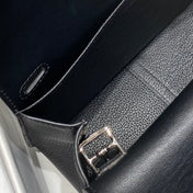 HALZAN 25 HANDLE BAG IN BLACK GRAINED CALFSKIN SILVER HARDWARE