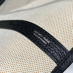 GARDEN PARTY 36 IN MULTICOLOR TOILE H CANVAS BLACK CALFSKIN OVERLAPPING POLKA RINGS PRINT