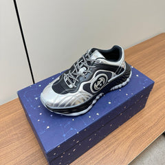 GG Ripple Leather Sneakers Black Silver