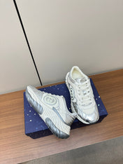 GG Ripple Leather Sneakers White Silver