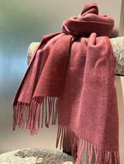 SCARF 200 CM IN SANGRIA RED MIX ROUGE PINK WOOL AND CASHMERE 411536