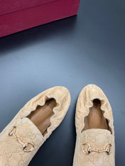 GUCCI 26S LOAFERS IN BEIGE SUEDE