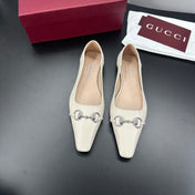 GUCCI 26S VITTORIA BALLERINA SHOES IN CREAM WHITE CALFSKIN
