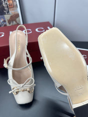 GUCCI 26S SLINGBACK 25 MM IN CREAM WHITE CALFSKIN