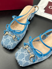 GUCCI 26S SLINGBACK 25 MM IN BLUE DENIM