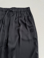 Loewe High Waisted Pants Black Satin Fabric