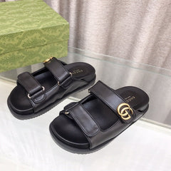 GG  Rubber Sole Logo Sandals Black