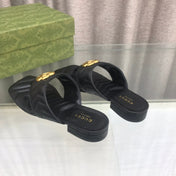 GG  marmont logo - embellished mattelasse leather sandal in black