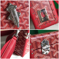 CASSETTE TRUNK BAG 21 IN BURGUNDY RED GOYARDINE CANVAS & CLAMECY COWHIDE