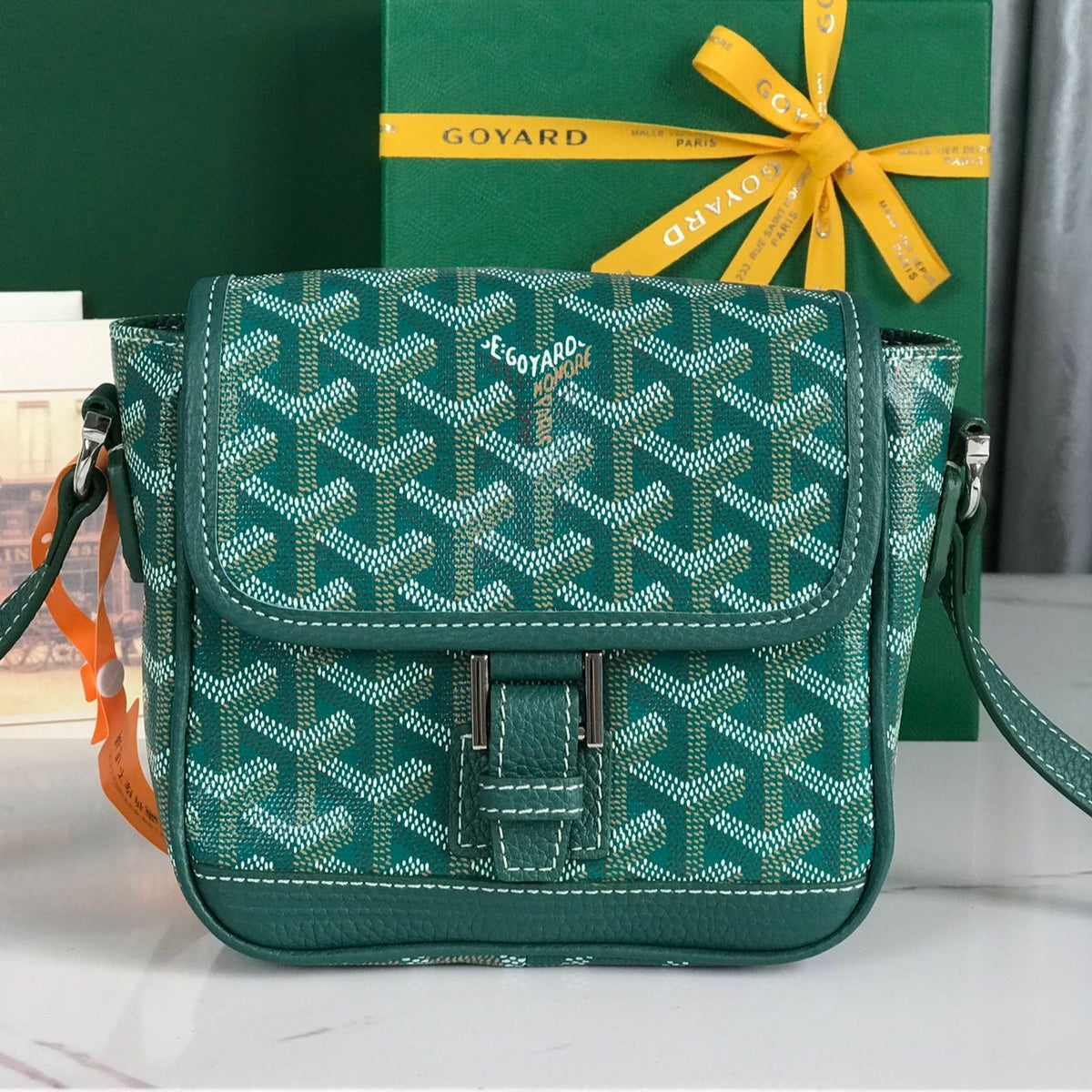 GRAND BLEU 16 IN GREEN GOYARDINE CANVAS AND LAMBSKIN